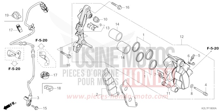 VORDERRAD-BREMSSATTEL von ADV 350 HYPER RED (R348) von 2025